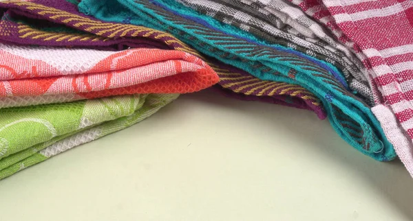 Peshtemal Turkish Bath Cotton Towels Folded Textile Beautiful Bright Colors — Stock Photo, Image