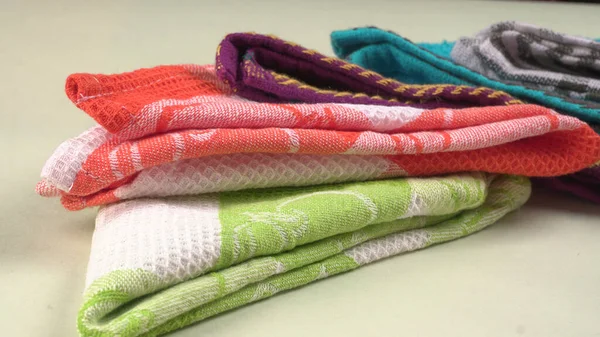 Toallas Peshtemal Algodón Baño Turco Textil Plegado Hermosos Colores Brillantes — Foto de Stock