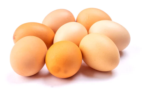 Raw Eggs White Background Closeup Stock Picture
