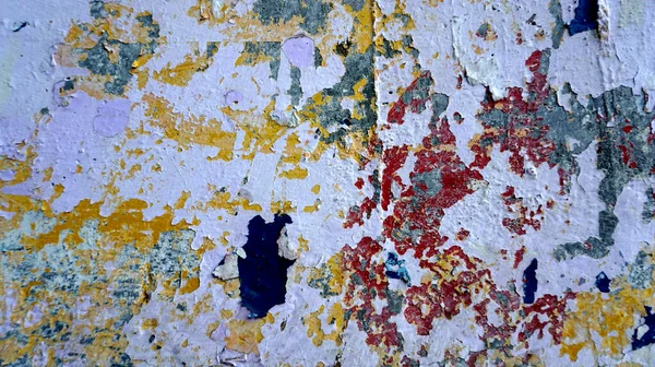 Closeup Wall Leftover Paint Paper Ads Colorful Abstract Background — Stock Photo, Image