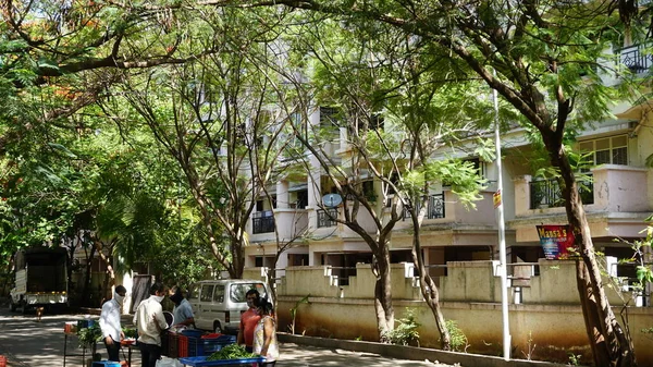 Inde Mai 2020 Foule Debout Dans Rue Avec Marché Aux — Photo