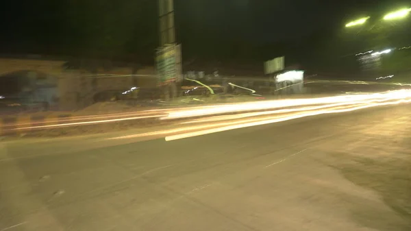 Unscharfe Straßenampeln Der Nacht Abstrakter Hintergrund — Stockfoto
