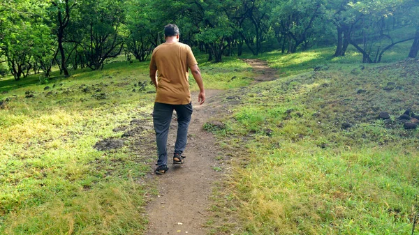 India Julio 2021 Disparo Diurno Joven Indio Caminando Parque Verano —  Fotos de Stock