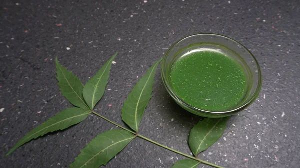 Medicinal Ayurvedic Azadirachta Indica Neem Leaves Paste Bowl — Stok Foto