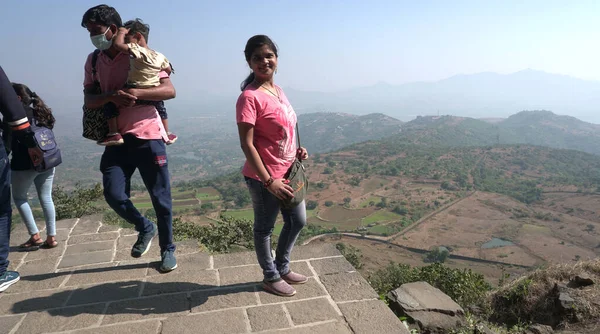 Dezembro 2021 Pune Maharashtra Pessoas Lohagad Forte Localizado Lonavala Maharashtra — Fotografia de Stock