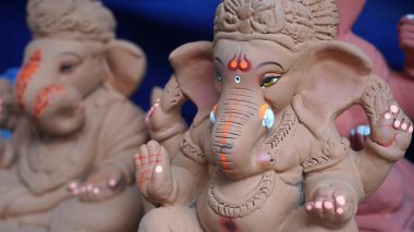 Hint tanrısı Ganesha heykelleri, renklerle kaplandı ve Ganesh Chathurthi 'ye satıldı..