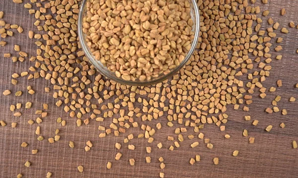 Organic Fenugreek Seeds Table Ingredient Indian Cuisine Closeup Shot — Stock Photo, Image