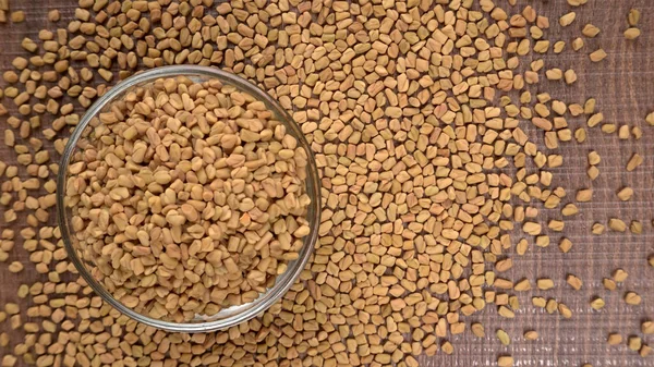 Biologische Fenegriek Zaden Tafel Ingrediënt Van Indiase Keuken Close Shot — Stockfoto