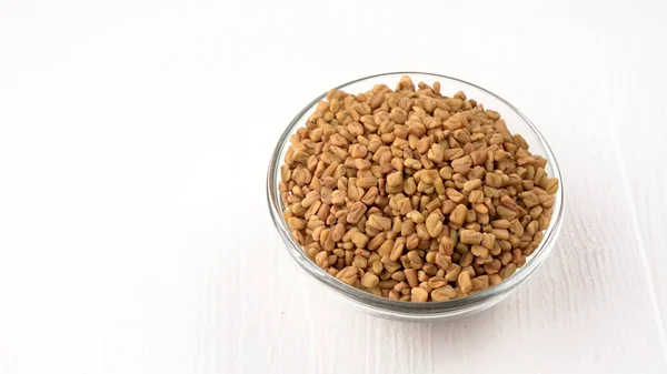 Organic Fenugreek Seeds Table Ingredient Indian Cuisine Closeup Shot — Stock Photo, Image