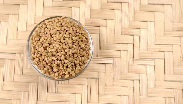 Органические Семена Пажитника Столе Ингредиент Индийской Кухни Крупный План — стоковое фото