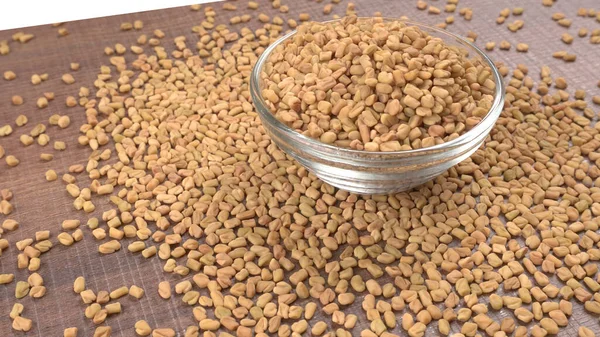 Органические Семена Пажитника Столе Ингредиент Индийской Кухни Крупный План — стоковое фото