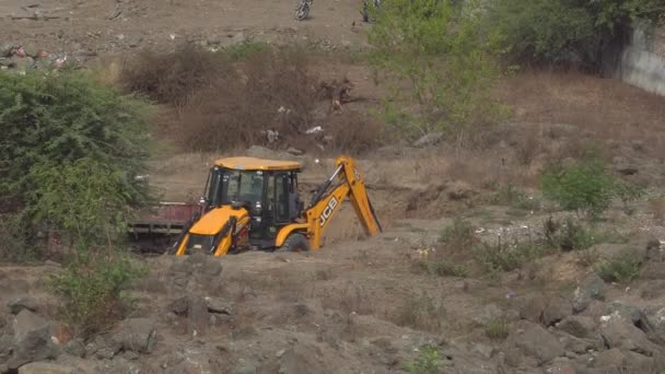 India Hazi Ran 2022 Inşaat Tarafında Çalışan Traktörler Üzerinde Çalışan — Stok video