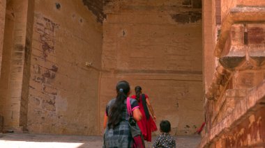 Tourists in ancient Indian temple