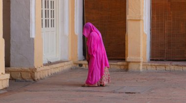 Woman in ancient Indian temple