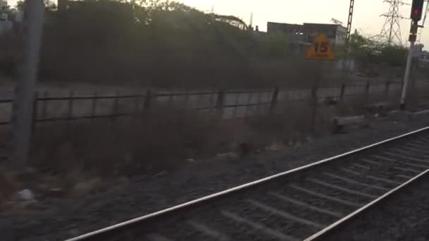 Railway Tracks Sunset Time — Stock video