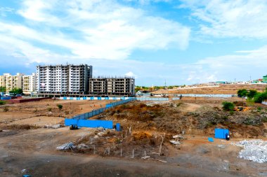 Construction site with fence in India 