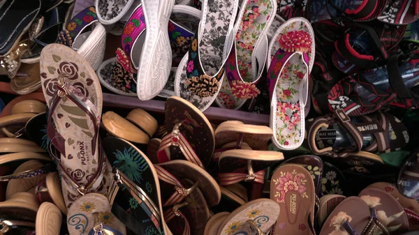 Set Different Slippers Shoe Store —  Fotos de Stock