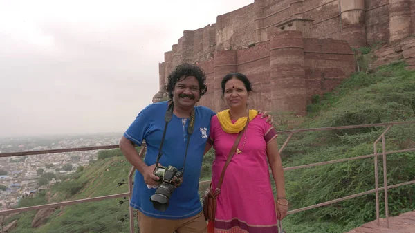 Indian Couple Ancient City — Stock Fotó