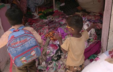 Traditional clothing in Indian market