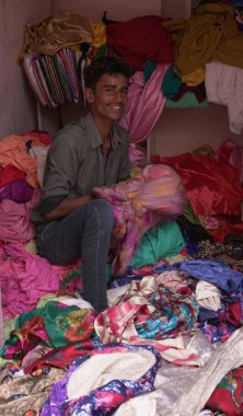 Traditional clothing in Indian market