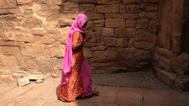 Indian woman in ancient city