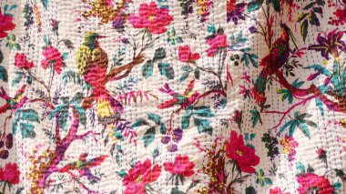 Colorful fabric background with floral pattern