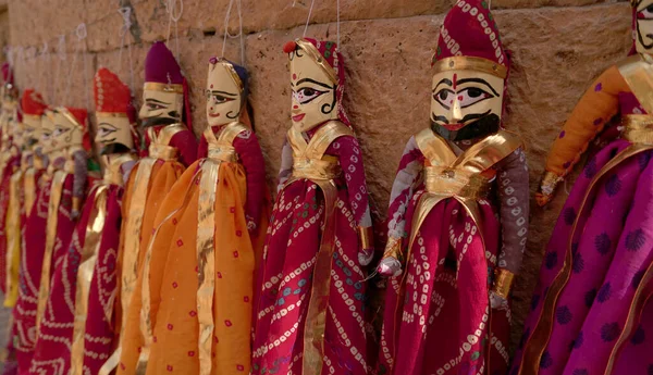 Beautiful Indian Traditional Dolls Hanging Brick Wall — Stockfoto