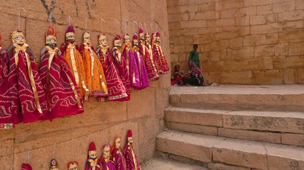 Beautiful Indian Traditional Dolls Hanging Brick Wall —  Fotos de Stock