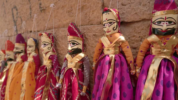 Beautiful Indian Traditional Dolls Hanging Brick Wall — Foto Stock