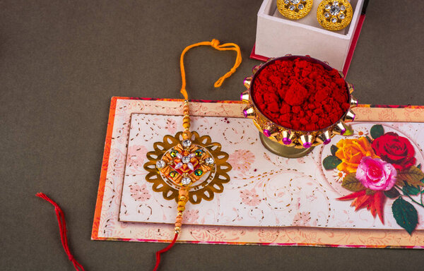 Traditional Indian jewelry and earrings with spice and greeting card