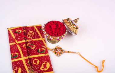 Traditional Indian jewelry with spice and greeting card