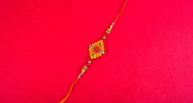 Traditional Indian jewelry on red background