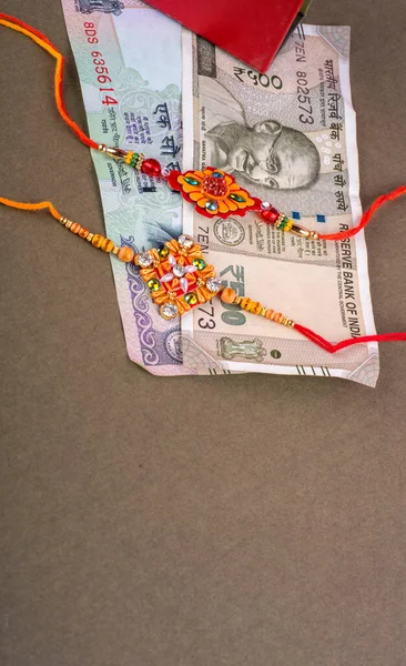 Traditional Indian jewelry with box and money banknotes