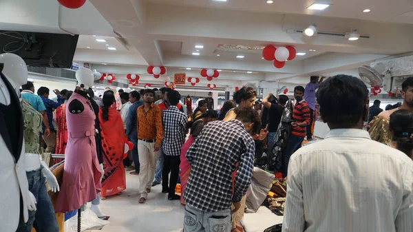 Indoors of clothing store in India