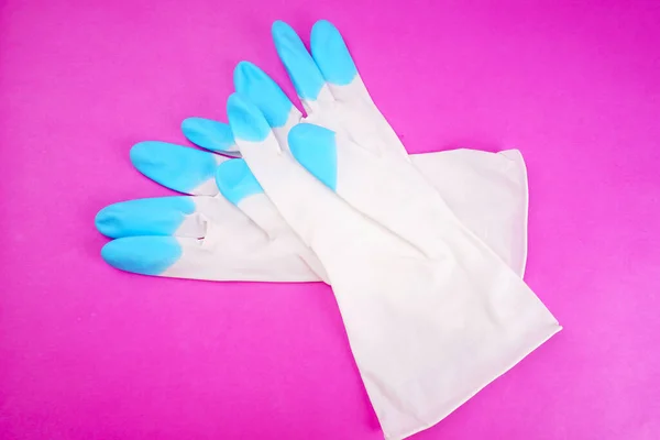 Rubber Gloves Pink Background — Fotografia de Stock