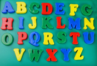 Colorful English alphabet on childish school blackboard