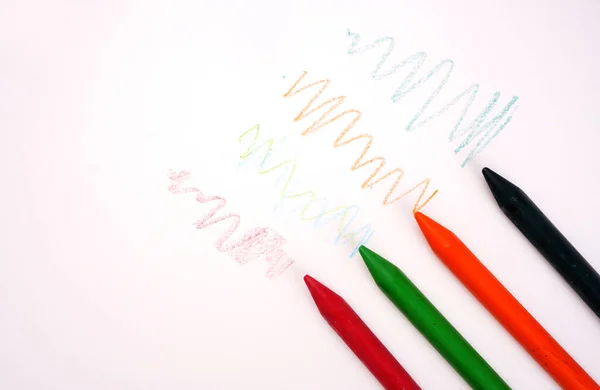 Colorful Pencils White Paper Background — Stock Photo, Image