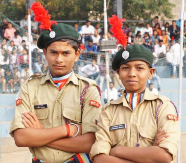 AMRAVATI, MAHARASHTRA, INDIA, JANUARY - 26, 2017: parading at Jawaharlal Nehru stadium on occasion of India Republic Day, January, 26, 2017, Amravati, Maharashtra, India.