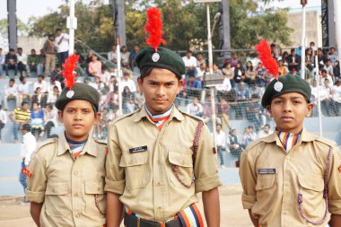AMRAVATI, MAHARASHTRA, INDIA, JANUARY - 26, 2017: parading at Jawaharlal Nehru stadium on occasion of India Republic Day, January, 26, 2017, Amravati, Maharashtra, India.