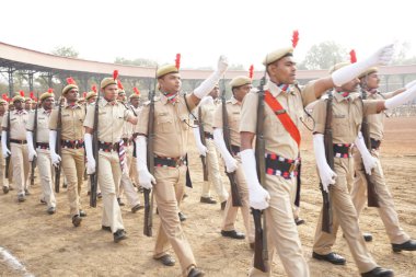 AMRAVATI, MAHARASHTRA, INDIA, JANUARY - 26, 2017: parading at Jawaharlal Nehru stadium on occasion of India Republic Day, January, 26, 2017, Amravati, Maharashtra, India.