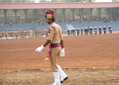 AMRAVATI, MAHARASHTRA, INDIA, JANUARY - 26, 2017: parading at Jawaharlal Nehru stadium on occasion of India Republic Day, January, 26, 2017, Amravati, Maharashtra, India.