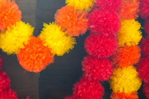 Colorful pom pom decoration