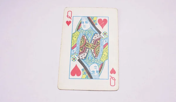 Queen playing card on white background