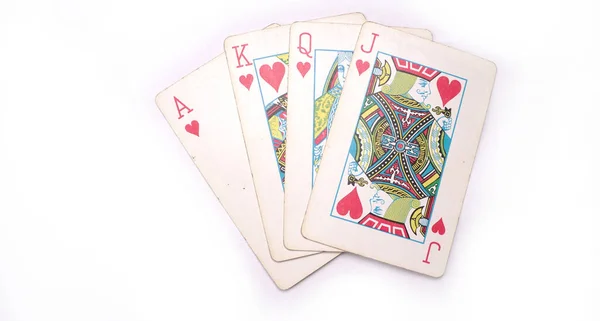 Set Spielkarten Auf Weißem Hintergrund — Stockfoto