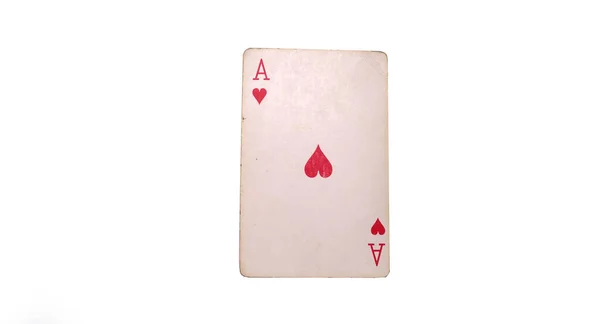 Aas Speelkaart Witte Achtergrond — Stockfoto