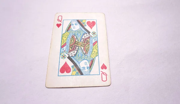 Queen Játék Kártya Fehér Háttér — Stock Fotó
