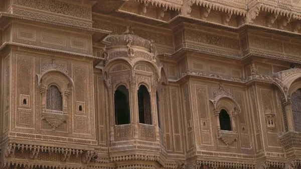 Detalles Las Hermosas Ventanas Tallado Del Edificio Del Patrimonio Rajastán — Foto de Stock
