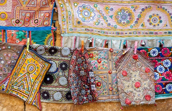 Uitzicht Indiase Handgemaakte Patchwork Tapijt Stad Jaisalmer Rajasthan India — Stockfoto