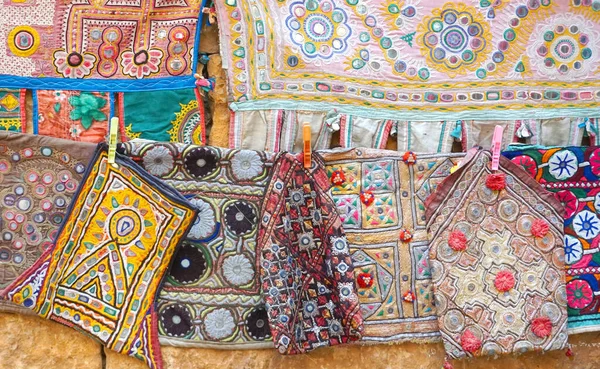 Uitzicht Indiase Handgemaakte Patchwork Tapijt Stad Jaisalmer Rajasthan India — Stockfoto