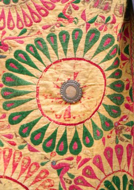 Hindistan 'da Jaisalmer, Rajasthan, Hindistan' da el yapımı yama halı manzarası